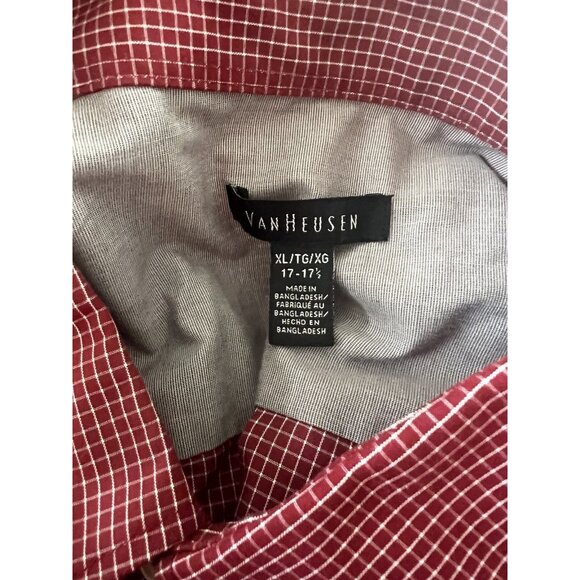 Van Heusen Red & White Checkered Short-Sleeve Button-Down Shirt XL 17"-17.5" - Picture 5 of 8